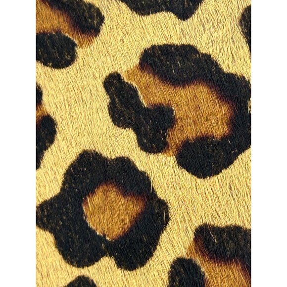 Claudia Firenze Leopard Print Calf Hair Black Leather Tote Vtg Italy Double Hand - Picture 14 of 16